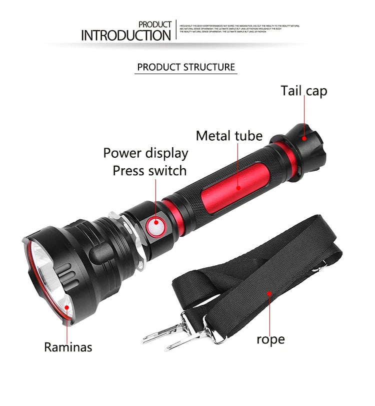 8000 Lumens LED Flashlight