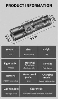 1000 Lumens Tactical Flashlight